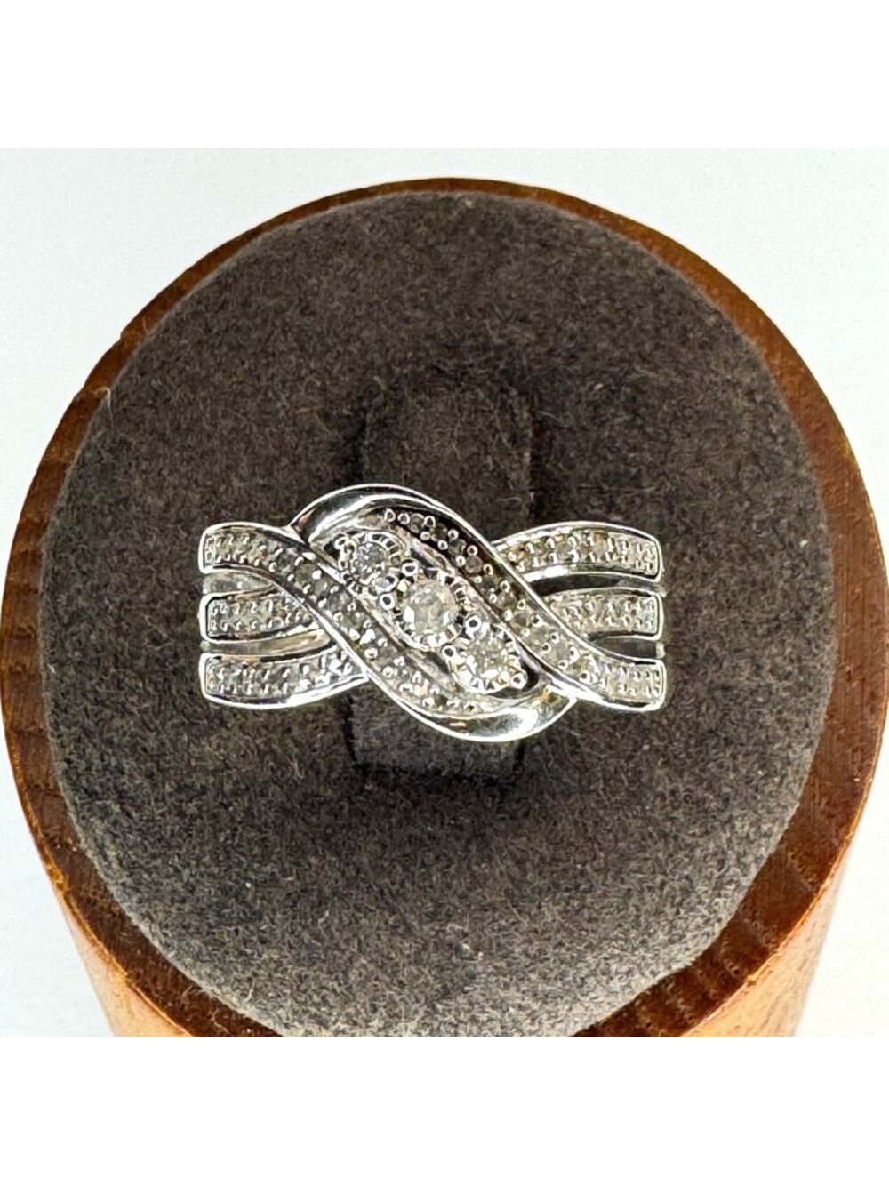 VTG Sterling Silver 925 Natural Diamond Tapered Band Statement Ring Size 7